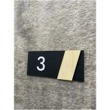 Side Serisi Siyah Mat Pleksi Üstü Akçaağaç Dekor Kendinden Yapışkanlı Kapı Numarası Folyo -3