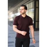 Sidelya Concept Erkek Çizgi Detaylı Yakalı Triko Tişört - Koyu Bordo