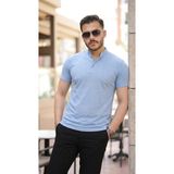 Sidelya Concept Erkek Hakim Yaka Dokuma Pamuklu Kumaş Kısa Kollu Tişört - Bebe Mavisi