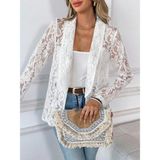 Sidelya Concept Kadın Uzun Kollu Yakalı Önü Açık Dantelli Ceket - L - XL - Beyaz