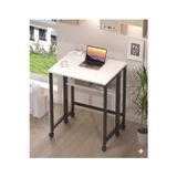 Sidney Kitaplık Raflı Katlanır Masa 70cm Tekerli Bilgisayar Masası Laptop Masası Beyaz-Siyah