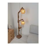 SİDRE WOOD ART Ağaç Lambader Doğal Ağaç Ahşap Lambader Konak Serisi Çift Küre