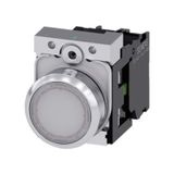 Siemens 3SU1152-0AB60-1BA0 24 AC DC 1No Komple Işıklı Yay Dönüşlü Metal Beyaz Ledli Buton