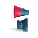 Siemens Çevir Kur 1nc Komple Acil Stop Mantar Buton Plastik Buton Kısmı 40MM, Pano Kısmı 22MM - Kırmızı