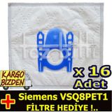 Siemens VSQ8PET1 Toz 16 Adet Süpürge Torbası
