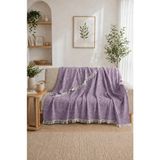 Siena Haki Yeşil Koltuk Örtüsü Şalı 170X210 cm Saçaklı - 170 x 210 cm - Mor