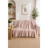 Siena Pudra Koltuk Örtüsü Şalı 170X210 cm Saçaklı - 170 x 210 cm