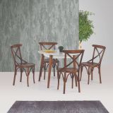 Siena Sabit Masa Ve Tonet Sandalye, Ceviz, 90X90