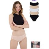 Siera Kadın Bato Yüksek Bel 5'li Külot Seti - Açık Ten - Siyah - Beyaz - 2XL