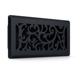 Sierra Grates 4" x 10" Çiçek Tasarım Zemin Kayıt Dökme Demir Siyah Kaplama Hava Filtresi ile - Ev Zemin için Havalandırma Kapakları - Dekoratif Havalandırma Örtüleri - Kat Kayıt 4" x 10" (Boşluk