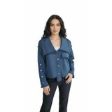 Sierra Otantik Asi Şıklık – Püskül Detaylı Crop Denim Ceket (Mavi, S)