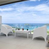 Siesta Rattan Miami Uzun Sehpa Bahce Teras Havuz Sezlong Sehpasi Beyaz