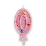 Sıfır Rakamlı Pembe Mum Doğum Günü Pasta Mumu ( 7X3) cm - Sayılı Mum - Pasta Süsü
