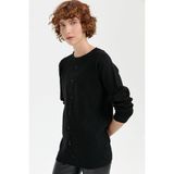 Sıfır Yaka Boncuklu Siyah Kadın Tunik 24175-SY-2K5 - M