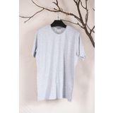 Sıfır Yaka Büyük Beden Çizgili Penye Erkek T-Shirt - 2XL - Gri