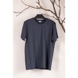 Sıfır Yaka Büyük Beden Çizgili Penye Erkek T-Shirt