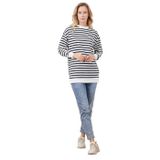 Sıfır Yaka Çizgili Sweatshirt (siyah, M)