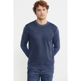 Sıfır Yaka Jakarlı Regular Fit Triko Kazak - Indigo
