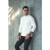 SIFIR YAKA PAMUKLU SLİMFİT BASİC ERKEK TRİKO KAZAK BEYAZ XL