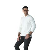 SIFIR YAKA PAMUKLU SLİMFİT BASİC ERKEK TRİKO KAZAK BEYAZ XXL