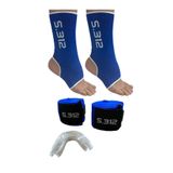 SIFIR312 Kickboks & Muay Thai Ayak Bilek Çorabı Ayak Bilek Koruyucu - Bandaj - Silikon Dişlik - 3'lü Set