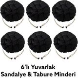 Sıfır312 Yuvarlak Tabure Minderi - Puf Minder 6 Adet - 40 cm Çapında - Siyah