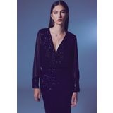 Şifon Kol Bodysuit Bluz - Lacivert