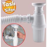 Sifon Koruklu Sokulebilir Tasli Temizlenebilir Mutfak Banyo Lavabo Tasi Gider Borusu Plastik 38 Cm