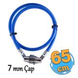 Şifreli Bisiklet Halat Zincir Kilidi 65 Cm Çelik Kilit Çap 7 Mm Ø Hırsız Önleme Güvenlik 1 Adet