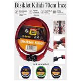 Şifreli Bisiklet Kilidi 70 Cm İnce 1 Adet K-3668 Çelik Halat Plastik Kaplamalı Bisiklet Kiliti Scooter Kapı Şifreli