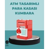 Şifreli Kırmızı Atm Tasarımlı Çelik Kasa Görünümlü Kumbara - Lisinya