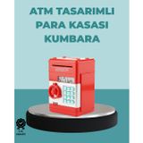 Şifreli Kırmızı Atm Tasarımlı Çelik Kasa Görünümlü Kumbara