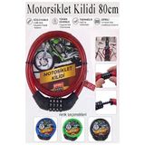 Şifreli Motosiklet Kilidi 80 Cm 1 Adet K-3682 Çelik Halat Plastik Kaplamalı Bisiklet Kiliti Motorsiklet Scooter Kapı