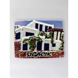 Sığacık Polyester Kabartmalı Magnet 7,5 X 5,5 Cm Dekoratif Hediyelik Buzdolabı Süsü (Kod:1603)