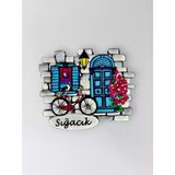 Sığacık Polyester Kabartmalı Magnet 7X6,5Cm Şehir Magneti Dekoratif Hediyelik Buzdolabı Süsü(Kod:1289)