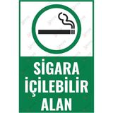 Sigara Içilebilir Alan Uyarı Levhası – Uv Baskılı Tabela - 15x22,5 cm - Dekota