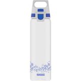 SIGG Total Clear One MyPlanet™ Blue içecek şişesi (0,75 L), BPA içermeyen ve sızdırmaz içecek şişesi, kırılmaz spor içecek şişesi, tritan, meyve filtreli, mavi