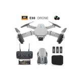Sightzer E88 Drone 4K Hd Çift Kamerali Drone App Kontrol Wifi Li Katlanabilir Quatcopter X3 Batarya Gri E88DRONE