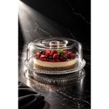 Sigma Home Luna - Cam Tabanlı Şeffaf Plastik Kapaklı Kek Fanusu Pasta Sunum ve Saklama Kabı 26 cm