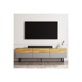 Sign Kapaklı Tv Ünitesi, Tv Sehpası - Metal Ayak - Gri/Naturel