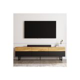 Sign Kapaklı Tv Ünitesi, Tv Sehpası - Metal Ayak - Siyah/Naturel
