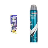 Signal Performans Etkin Diş Temizliği 2+1 Orta Diş Fırçası ve Rexona Men Erkek Sprey Deodorant Invisible Black & White 72 Saat Kesintisiz Üstün Koruma 200 ml