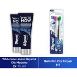 Signal White Now Diş Macunu Lekesiz Beyazlık Etkili Leke Giderme 75 ml X2 + Gum Pro Diş Fırçası