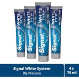 Signal White System Diş Macunu Original 2 Haftada Daha Beyaz Dişler 75 ml x4 - 1