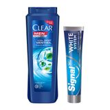 Signal White System Original 2 Haftada Daha Beyaz Dişler 2x75 ml Diş Macunu + Clear Men Kepeğe Karşı Etkili Cool Sport Menthol 600 ml Şampuan