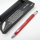 Signator® C543 Kırmızı Krom Mühendis Kalemi Çok Fonksiyonlu - Su Terazisi, Çift Uçlu Tornavida, Cetvel | Isme Özel Kalem | Hediyelik Kalem