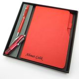 Signator Codex N169 Kişiye Özel Defterli Set, İsme Özel Kırmızı Kalem, Defter ve Çakı, Kırmızı