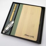 Signator Codex N219 Kişiye Özel Bambu Kalem, Bambu Defter, Gümüş Çakı Seti, Karışık Renk