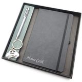 Signator Codex N264 İsme Özel Defterli Set, Gri Defter, Gümüş Kalem, Anahtarlık, Hediye Kutusu