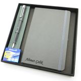Signator Codex N299 Kişiye Özel Defterli Set, Gri Dolma Kalem, Gri Defter, Yedek Kartuş, Hediyelik Kutu